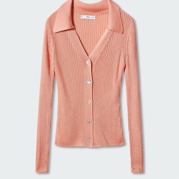 Mango Sweaters - Mango Polo Neck Ribbed Cardigan Salmon / Size M / NWT